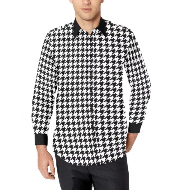 Motif houndstooth dengan warna hitam dan putih